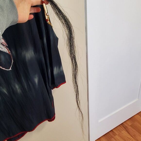 Handmade Native American Art tunic Top Hand Painted Beads Real Hair Fits XL-1X - Picture 8 of 11